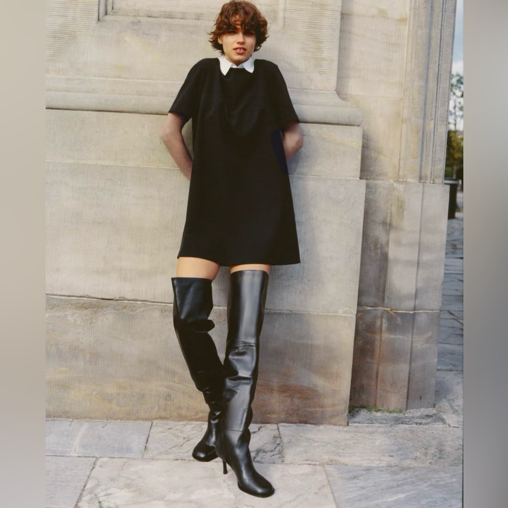 Black Dress With White Collar